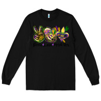 Black peace love mardi gras Long Sleeve Tee - CowGirlArtShop