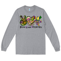 Heather Grey peace love mardi gras Long Sleeve Tee - CowGirlArtShop