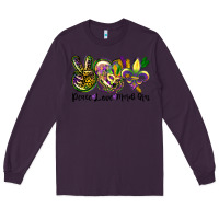 Plum peace love mardi gras Long Sleeve Tee - CowGirlArtShop