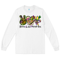 White peace love mardi gras Long Sleeve Tee - CowGirlArtShop
