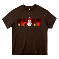 Chocolate Brown Christmas snowman Heavy Core Tee - JahusDesignShop