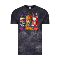 Cloud Black Happy Hallothanksmas wine glass and coffee Vintage Tee - NancyCooperArtShop