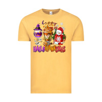 Vintage Mustard Happy Hallothanksmas wine glass and coffee Vintage Tee - NancyCooperArtShop
