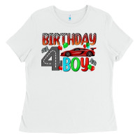 White birthday boy 4 Ladies Tee - BundleAndBundleShop