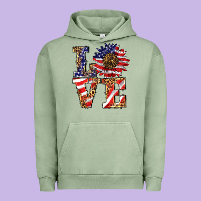 Patriotic Sunflower Love Urban Hoodie Designed By Barkaloodesign