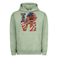 Pigment Oil Green patriotic sunflower love Urban Hoodie - BarkalooDesign