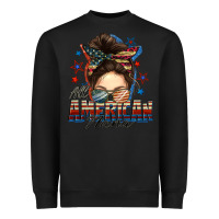 Black All American nana messy bun Heavyweight Sweatshirt - FaDigitalArtStudio
