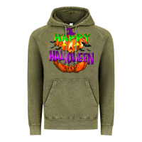 Vintage Olive Happy Halloween Vintage Hoodie - NancyCooperArtShop