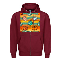 Burgundy Pumpkin And Glitter Seamless Pattern Zipper Hoodie - BundleAndBundleShop