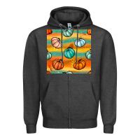 Charcoal Heather Pumpkin And Glitter Seamless Pattern Zipper Hoodie - BundleAndBundleShop