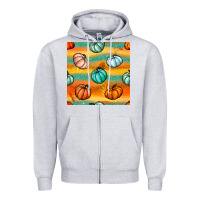 Heather Grey Pumpkin And Glitter Seamless Pattern Zipper Hoodie - BundleAndBundleShop