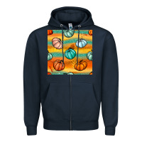 Navy Pumpkin And Glitter Seamless Pattern Zipper Hoodie - BundleAndBundleShop