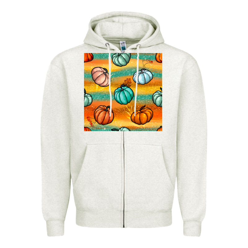 Pumpkin And Glitter Seamless Pattern Zipper Hoodie by BundleAndBundleShop | Teevron
