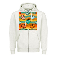 Oatmeal Heather Pumpkin And Glitter Seamless Pattern Zipper Hoodie - BundleAndBundleShop