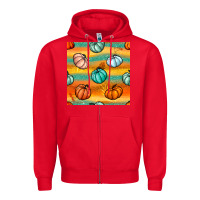 Red Pumpkin And Glitter Seamless Pattern Zipper Hoodie - BundleAndBundleShop