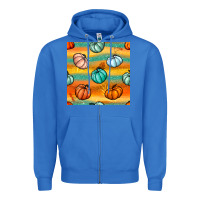 True Royal Pumpkin And Glitter Seamless Pattern Zipper Hoodie - BundleAndBundleShop