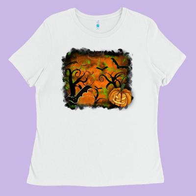 Halloween Backround Ladies Tee Designed By Ranaportraitstore