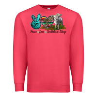 Cardinal Peace Love Southdown Sheep Premium Sweatshirt - LillyAllenDesigns