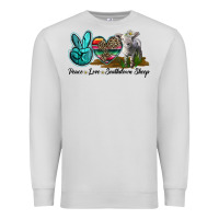 Dove Grey Peace Love Southdown Sheep Premium Sweatshirt - LillyAllenDesigns