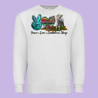 Peace Love Southdown Sheep Premium Sweatshirt Designed By Lillyallendesigns
