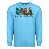 Ocean Blue Peace Love Southdown Sheep Premium Sweatshirt - LillyAllenDesigns