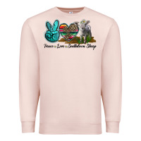Pale Pink Peace Love Southdown Sheep Premium Sweatshirt - LillyAllenDesigns