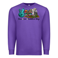 Purple Peace Love Southdown Sheep Premium Sweatshirt - LillyAllenDesigns