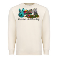 Sandshell Peace Love Southdown Sheep Premium Sweatshirt - LillyAllenDesigns