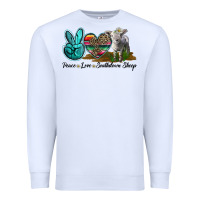 White Peace Love Southdown Sheep Premium Sweatshirt - LillyAllenDesigns