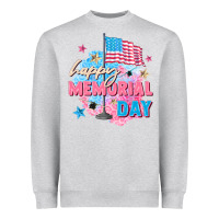 Heather Grey Happy Memorial Day Heavyweight Sweatshirt - FaDigitalArtStudio