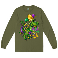 Army Green mardi gras trex Long Sleeve Tee - CowGirlArtShop