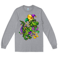 Heather Grey mardi gras trex Long Sleeve Tee - CowGirlArtShop