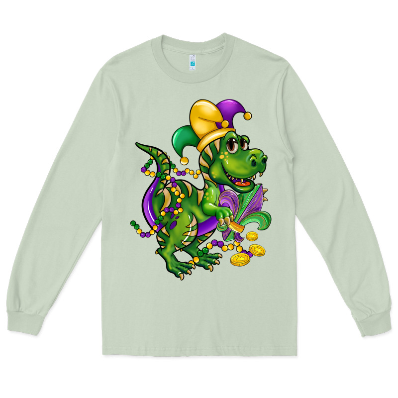 Mardi Gras Trex Long Sleeve Tee by CowGirlArtShop | Teevron