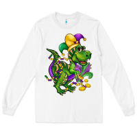 White mardi gras trex Long Sleeve Tee - CowGirlArtShop