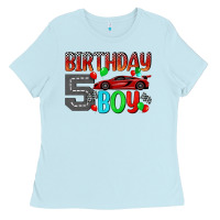 Baby Blue birthday boy 5 Ladies Tee - BundleAndBundleShop