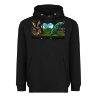 Black Peace Love Peacock Heavyweight Hoodie - LillyAllenDesigns