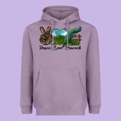Peace Love Peacock Heavyweight Hoodie Designed By Lillyallendesigns