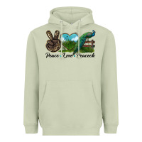 Matcha Peace Love Peacock Heavyweight Hoodie - LillyAllenDesigns