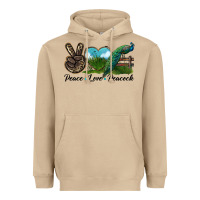 Mushroom Peace Love Peacock Heavyweight Hoodie - LillyAllenDesigns