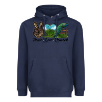 Navy Peace Love Peacock Heavyweight Hoodie - LillyAllenDesigns