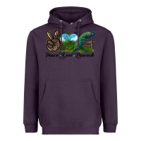 Plum Peace Love Peacock Heavyweight Hoodie - LillyAllenDesigns