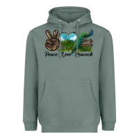 Sage Peace Love Peacock Heavyweight Hoodie - LillyAllenDesigns
