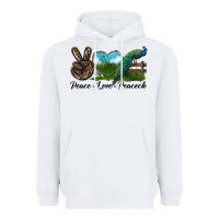 White Peace Love Peacock Heavyweight Hoodie - LillyAllenDesigns