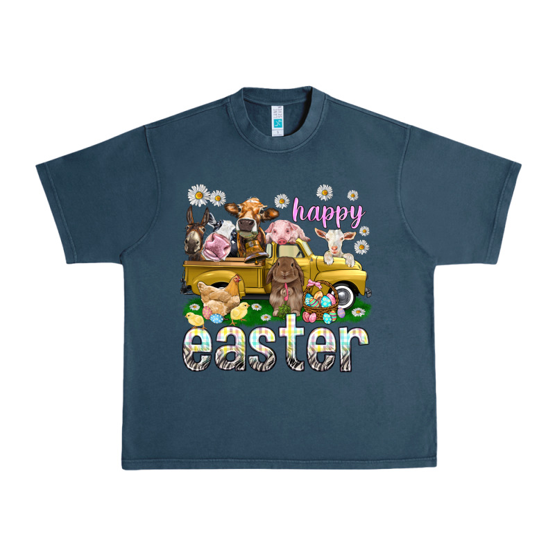 Happy Easter Truck With Farm Animals Urban Heavy Tee by NancyCooperArtShop | Teevron