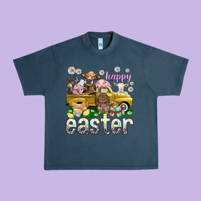 Happy Easter Truck With Farm Animals Urban Heavy Tee Designed By Nancycooperartshop