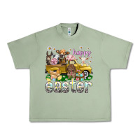 Oil Green Happy Easter truck with farm animals Urban Heavy Tee - NancyCooperArtShop