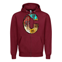 Burgundy farm life alphabet lowercase letters c Zipper Hoodie - BundleAndBundleShop