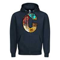 Navy farm life alphabet lowercase letters c Zipper Hoodie - BundleAndBundleShop
