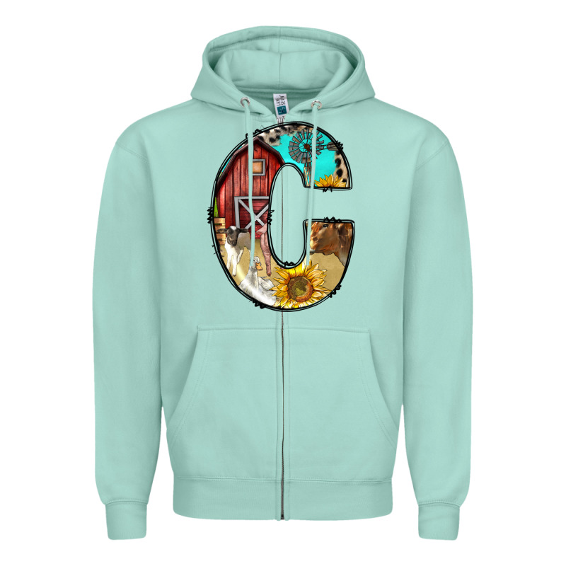 Farm Life Alphabet Lowercase Letters C Zipper Hoodie by BundleAndBundleShop | Teevron