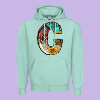 Farm Life Alphabet Lowercase Letters C Zipper Hoodie Designed By Bundleandbundleshop